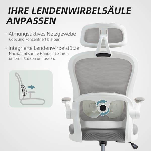 Ergonomisk kontorstol, netryg, justerbar, grå