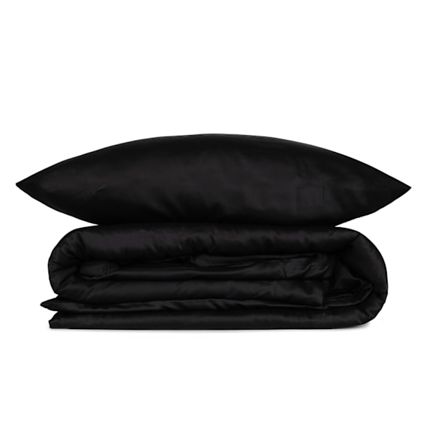 Satin Double Quilt Cover Set Elegant - Svart