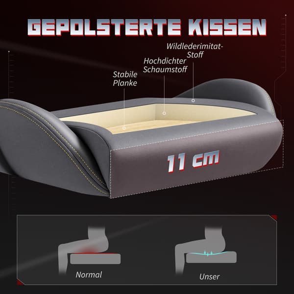 Ergonomisk gamingstol, 3D-armlæn, justerbar, grå