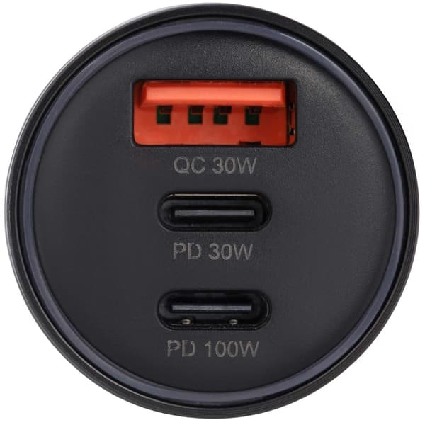 USB-oplader 130W, 3-ports QC/PD, sort