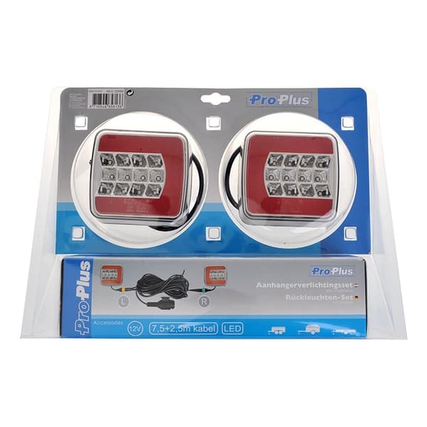 Trailerlygter LED 4F med magneter 7,5+2,5M kabel 13P.