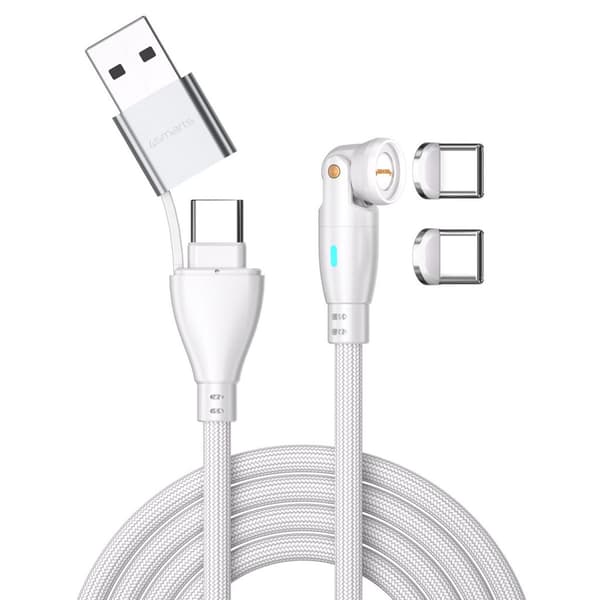 4Smarts Gravitycord Usb-C/A 540° Magnetic Cable 100W, 1,8M - White