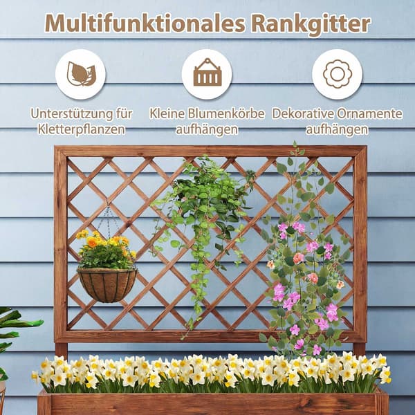 Højbed i træ med espalier, 91 x 33 x 101 cm
