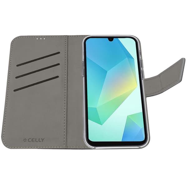 Celly Wally Pung-etui til Samsung Galaxy A18 og A17, Sort, PU-læder