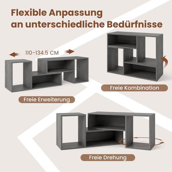 Modulaarinen TV-taso 60" näytöille, harmaa, 2-osainen setti
