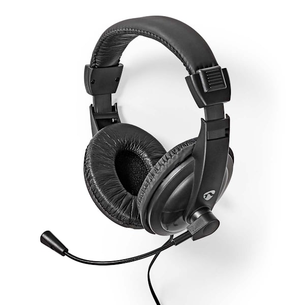 PC-headset | Over-Ear | Stereo | 1x 3.5 mm / 2x 3.5 mm | Fold-Away Mikrofon | Sort