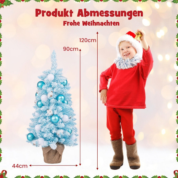 90cm minikeinotekoinen joulukuusi lumella ja amp; Sementtipohjainen joulukuusi Chirstbaum Blue