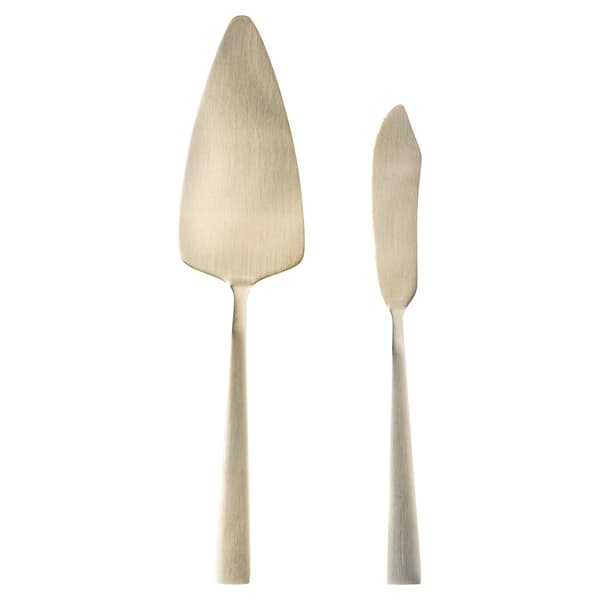 Kagespatel og kniv, stål, guld, 2 stk.