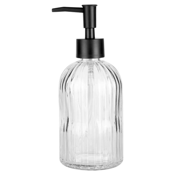 Sæbedispenser i glas, 400 ml – transparent, ribbet design