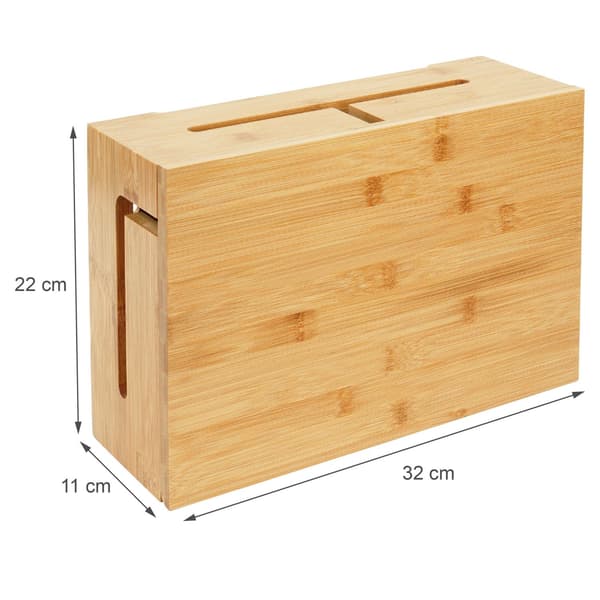 Bambu kabelförvaringslåda med lock – Kabelhantering
