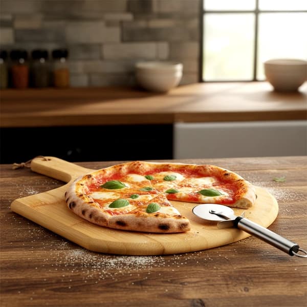 Bambu pizzaspjäll med ergonomiskt handtag, 40x28 cm