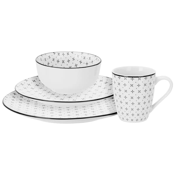 Porcelænsservicesæt, 16 dele, geometrisk mønster