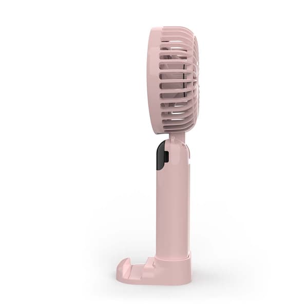 Håndholdt ventilator, 6 hastigheder, 90 mm, lyserød, genopladelig