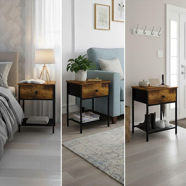 Natbordssæt, 2 dele, skuffe og hylde
