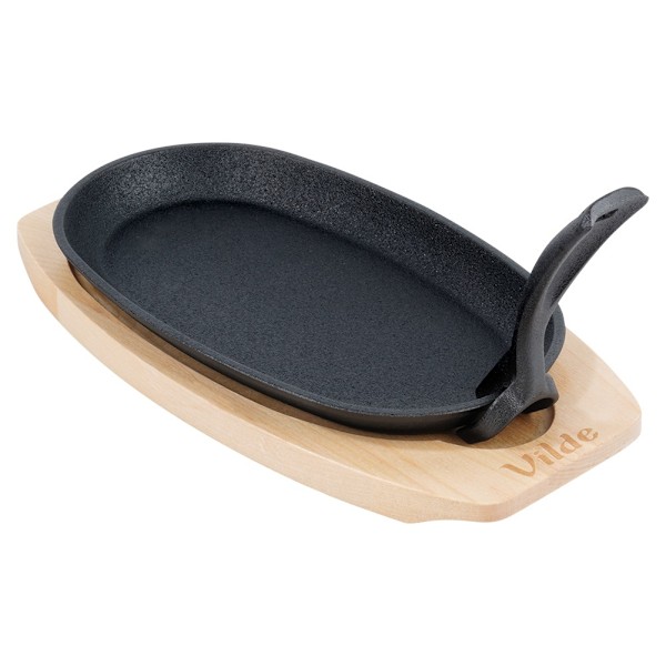 Serveringspande i støbejern med bræt CAST LINE 24x14 cm