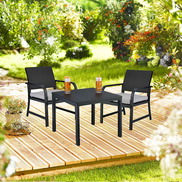 3-delt altanmøbelsæt i rattan look