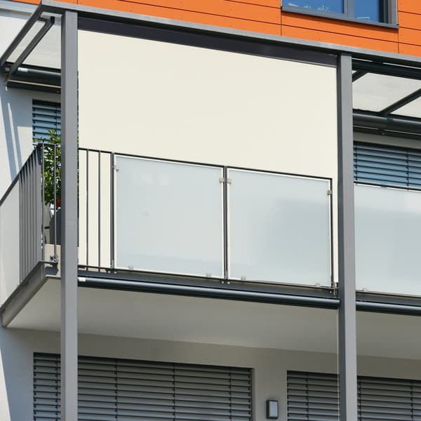 Beige vertikal markis med vev