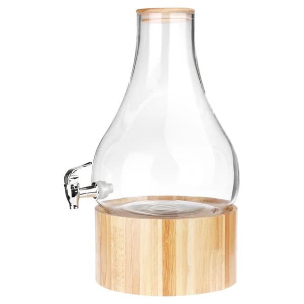 Glasdrikkedispenser med hane og bambusstativ, 6,5 l