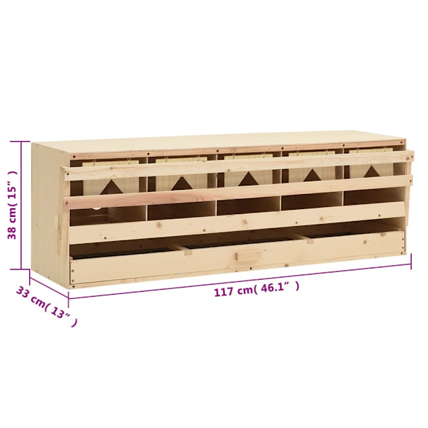 Støbt 5 rum 117x33x38 cm massiv fyrretræ