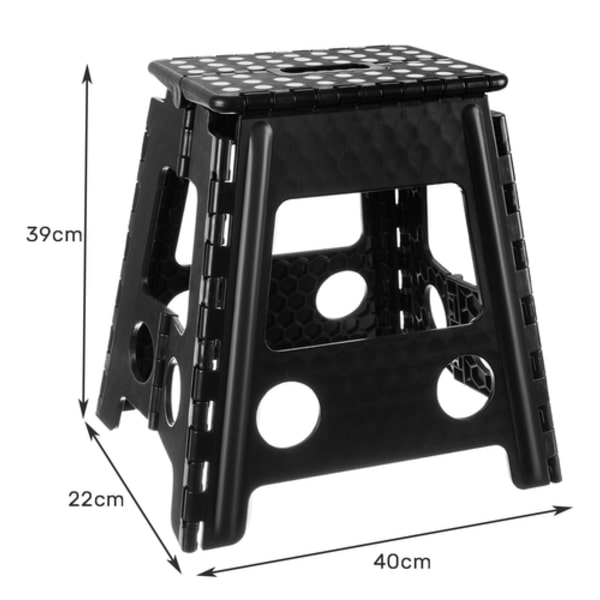 Mustavalkoinen kokoontaittuva jakkara 39cm