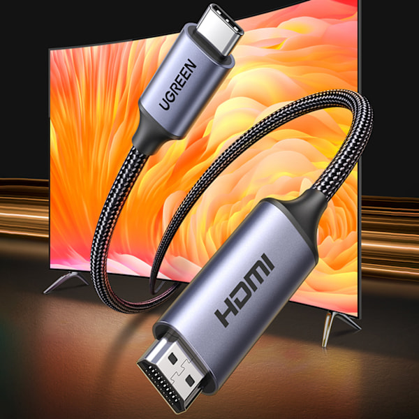 USB-C - HDMI 2.1 8K 60 Hz sovitinkaapeli, 1,5 m harmaa