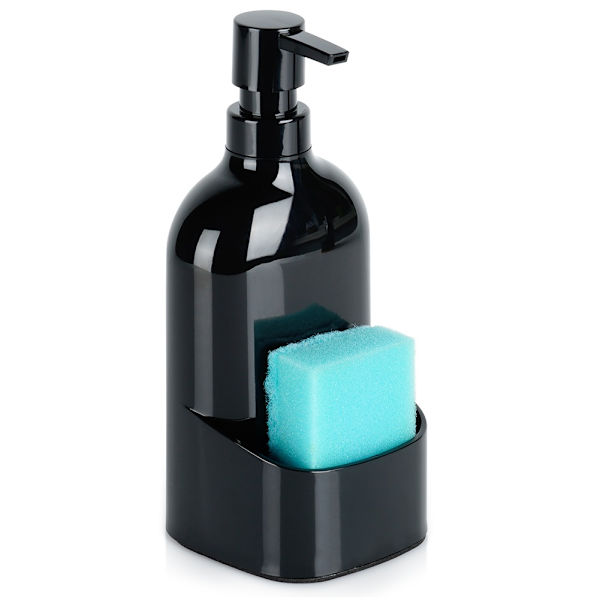 Opvaskedispenser med svampeholder, sort, 500ml