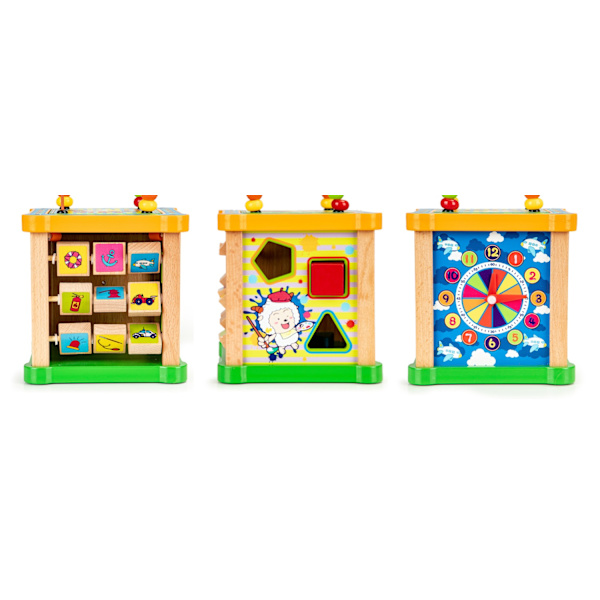 Puinen lajittelija koulutuskuutio + taulu mula Ecotoys