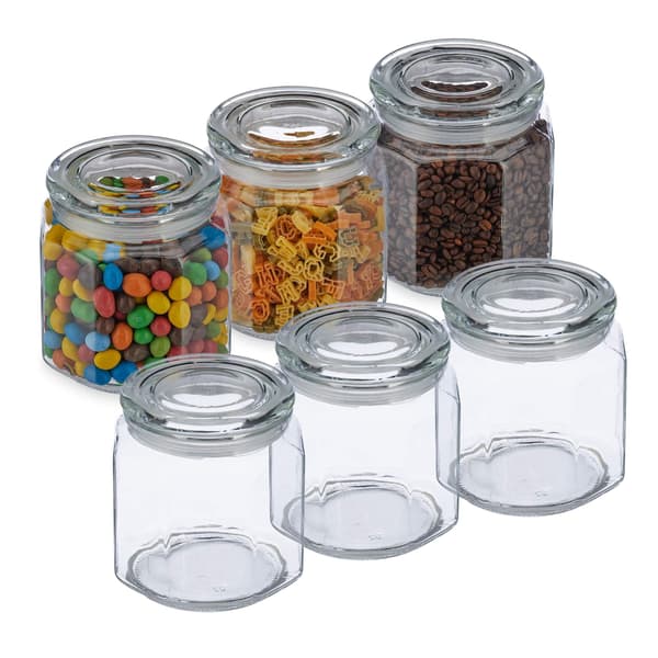 set med 6 förvaringsburkar med lock 1300 ml