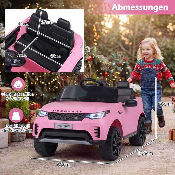 12V Elbil för Barn, Fjärrkontroll, LED, Rosa