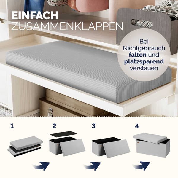 Bænk grå snor 76x38x38cm MDF foldbar