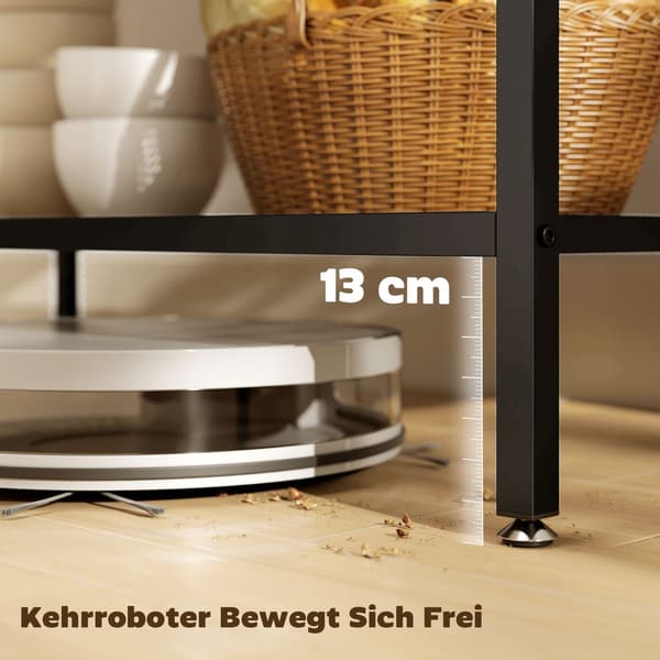 3-lags køkkenreol, stålramme, rustik brun/sort