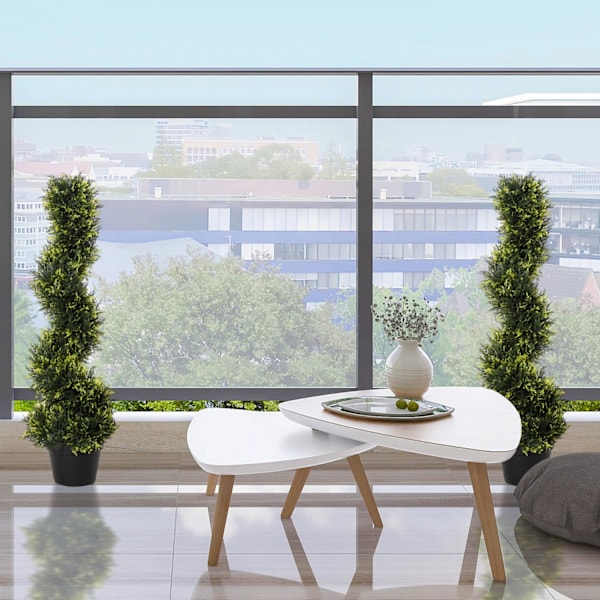Sæt med 2 kunstigt cedertræ stor 90 cm kunstig plante, plast kunstige planter cedertræ i potte, spiralplante som ægte til stue soveværelse kontorhave
