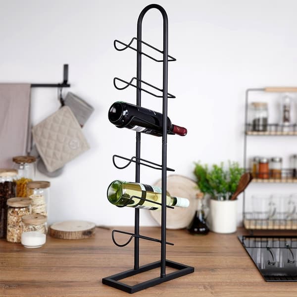 Viiniteline 6 pullolle mustaa metallia ja LOFT-tyyliä