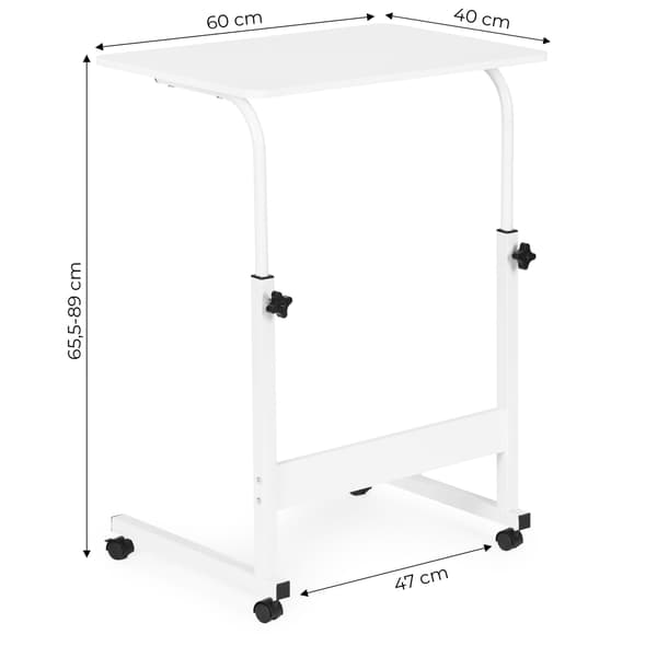Mobilt laptopbord, justerbar höjd, MDF, vit