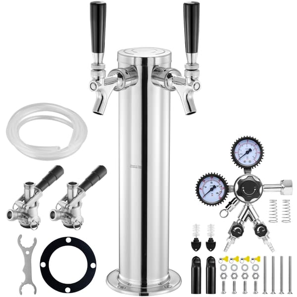 Dubbeltapps Kegerator-tornsats – stål, W21.8-regulator, S-koppling