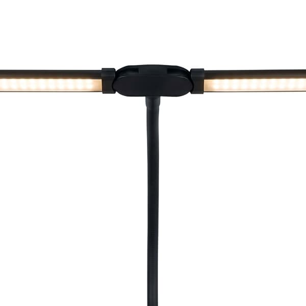 LED-skrivebordslampe med klemme, 61 cm, dobbelt hoved, USB-dæmpbar