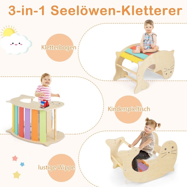 7 in 1 -kiipeilyteline kiipeilykolmio liukukiipeilykolmiolla 3-vuotiaille lapsille värikäs