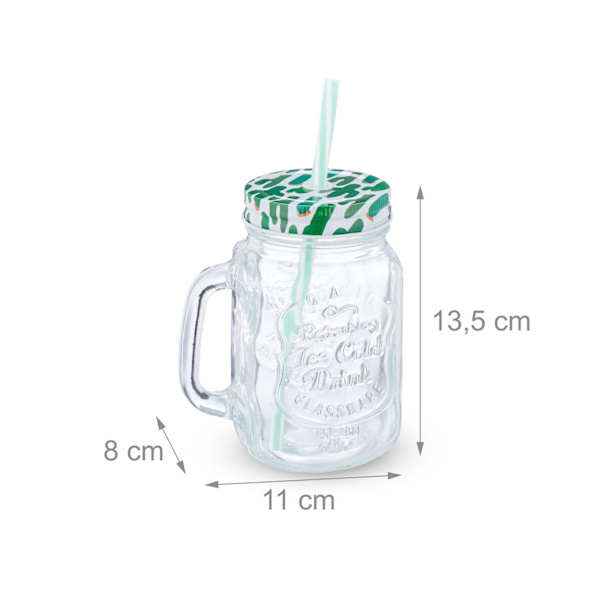 set om 8 dricksglas med lock kaktus