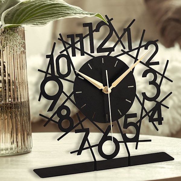 Dekorativt ur Lineal - Sort