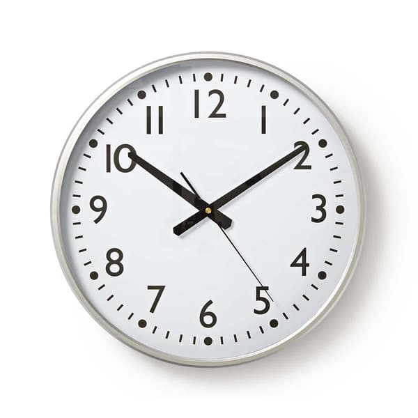 Väggklocka | Diameter: 380 mm | Plast | Silver / Vit