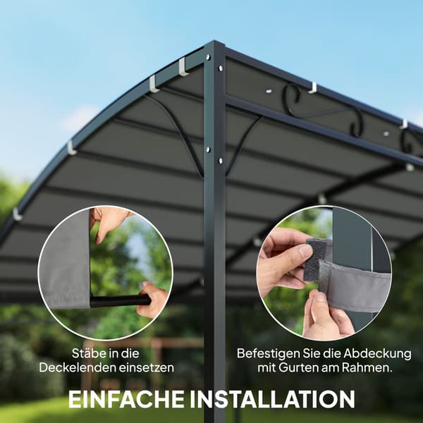 Pergola udskiftningsmarkise, 3x3m, mørkegrå, polyester