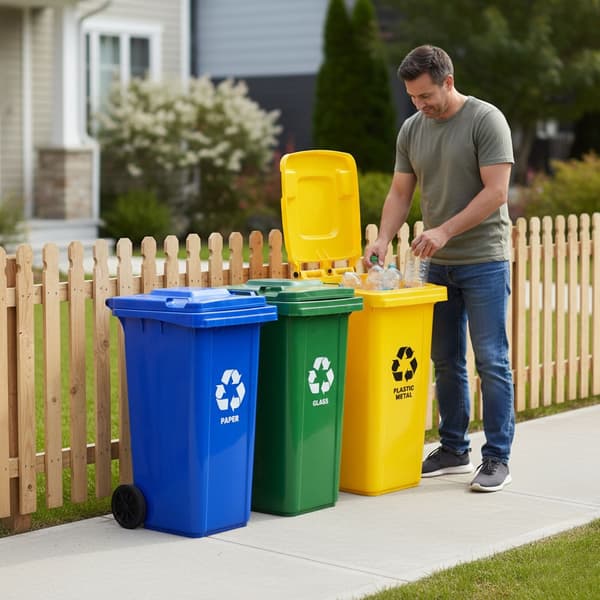 5 x 120 litran roskasäiliösetti kumipyörillä, HDPE