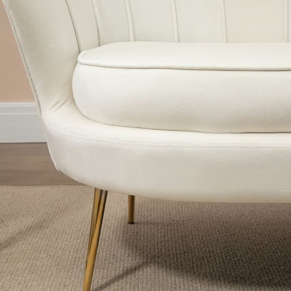 2-Sits Soffa Soffa Klädd Soffa Loveseat Armstöd Sammet Upp Till 150 Kg Vardagsrum Sovrum Kräm 130X77X77Cm