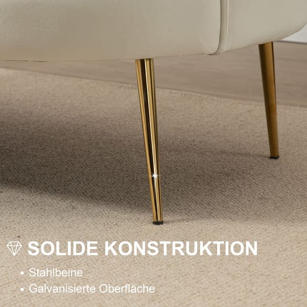 2-Sits Soffa Soffa Klädd Soffa Loveseat Armstöd Sammet Upp Till 150 Kg Vardagsrum Sovrum Kräm 130X77X77Cm