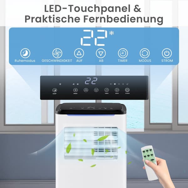 Bärbar luftkonditionering 9000 BTU, 4-i-1, Smart Control