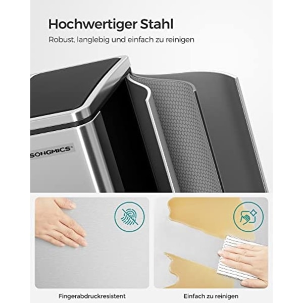 Kaksiosastoinen Soft-Close -kierrätysastia, 30 litran tilavuus
