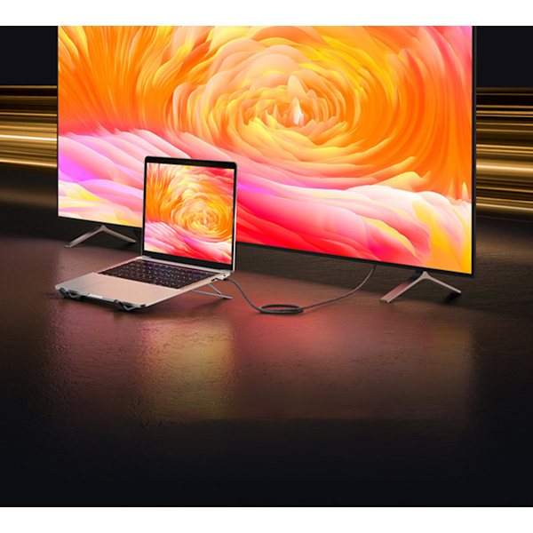 USB-C - HDMI 2.1 8K 60 Hz sovitinkaapeli, 1,5 m harmaa