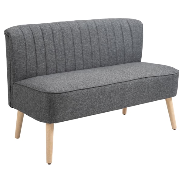 2-Istuttava Kangassohva Verhoiltu Sohva Istuin Lounge Sohva Puuvaahto Tummanharmaa 117 X 56,5 X 77 Cm