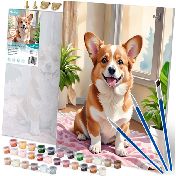 Målning efter siffror 40x50 cm Massido Corgi hund