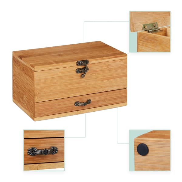 Ompelulaatikko, jossa lokerot bambua